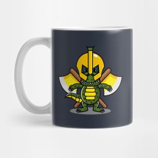 cute crocodile design carrying two axe weapons Mug